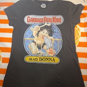Vintage Garbage Pail Kids Mad Donna Women's Black Junk Food T-shirt Small 2010
